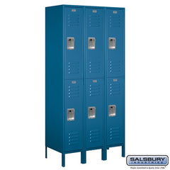 Salsbury 12" Wide Double Tier Standard 6 ft High x 18" Deep Metal Locker 62368 Salsbury Blue Unassembled - USASafeAndVault
