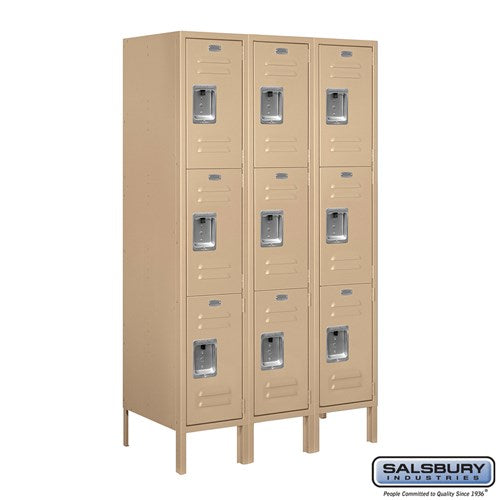 Salsbury 12" Wide Triple Tier Standard 5 ft High x 18" Deep Metal Locker 63358 Salsbury Tan Unassembled - USASafeAndVault