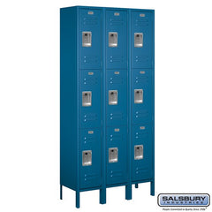 Salsbury 12" Wide Triple Tier Standard 6 ft High x 12" Deep Metal Locker 63362 Salsbury Blue Unassembled - USASafeAndVault