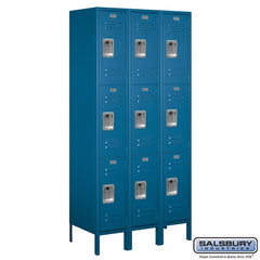 Salsbury 12" Wide Triple Tier Standard 6 ft High x 18" Deep Metal Locker 63368 Salsbury Blue Unassembled - USASafeAndVault