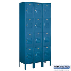 Salsbury 12" Wide Four Tier Standard 6 ft High x 12" Deep Metal Locker 64362 Salsbury Blue Unassembled - USASafeAndVault