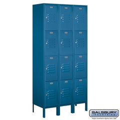 Salsbury 12" Wide Four Tier Standard 6 ft High x 15" Deep Metal Locker 64365 Salsbury Blue Unassembled - USASafeAndVault