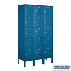 Salsbury 12" Wide Five Tier Box Style Standard 5 ft High x 12" Deep Metal Locker 65352 Salsbury Blue Unassembled - USASafeAndVault