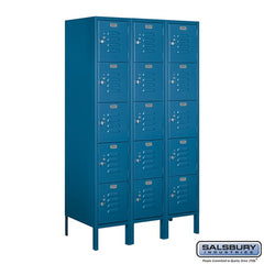 Salsbury 12" Wide Five Tier Box Style Standard 5 ft High x 18" Deep Metal Locker 65358 Salsbury Blue Unassembled - USASafeAndVault