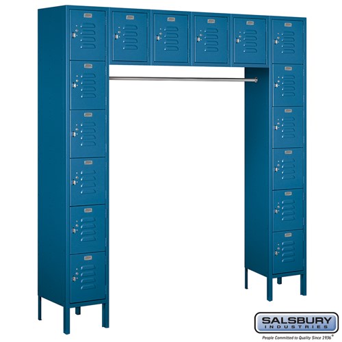 Salsbury 12" Wide Six Tier Box Style Bridge Standard 18" Deep Metal Locker 66016 Salsbury Blue Unassembled - USASafeAndVault