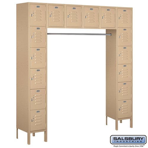Salsbury 12" Wide Six Tier Box Style Bridge Standard 18" Deep Metal Locker 66016 Salsbury Tan Unassembled - USASafeAndVault