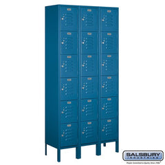Salsbury 12" Wide Six Tier Box Style Standard 6 ft High x 12" Deep Metal Locker 66362 Salsbury Blue Unassembled - USASafeAndVault