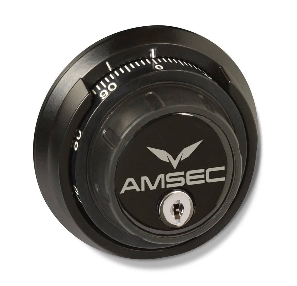 AMSEC BFX6024 AMSEC Mechanical Lock with Key-Locking Spy-Proof Dial Brass L-Handle - USASafeAndVault